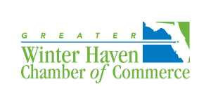 A green and blue logo for the greater haven chamber of commerce.